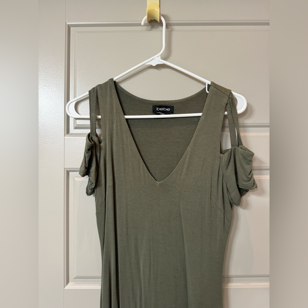 Olive green Bebe asymmetrical dress